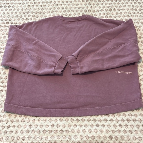 Disney WDW Mickey Mouse Genuine Mousewear Pullover Cropped Sweatshirt Plum XL - Picture 7 of 13